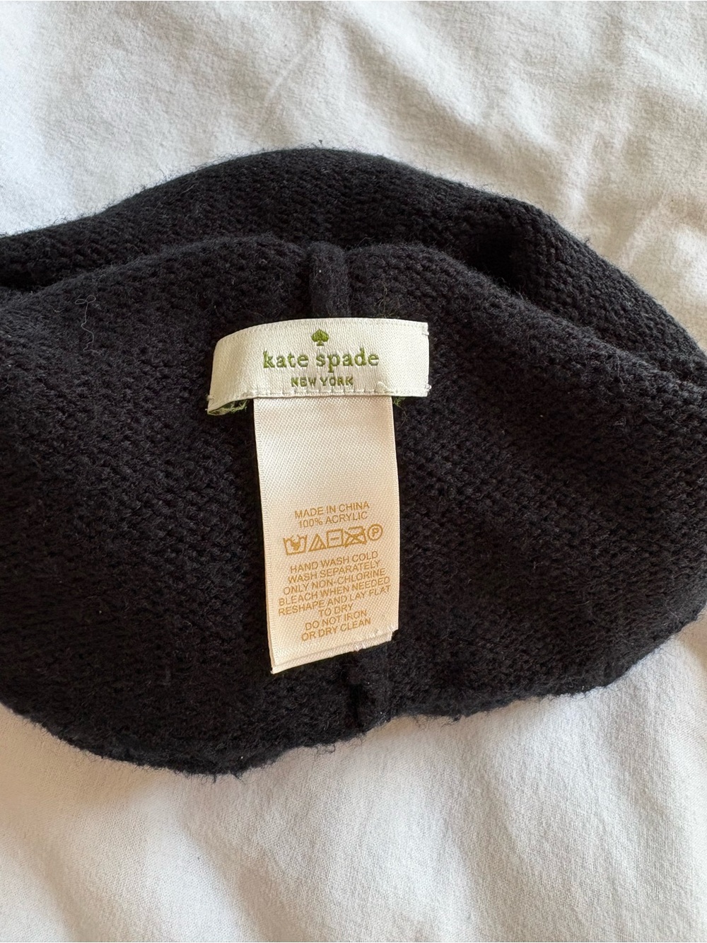 Kate Spade Black Bow Knit Beanie Hat toque - Women Accessories - Picture 3 of 3